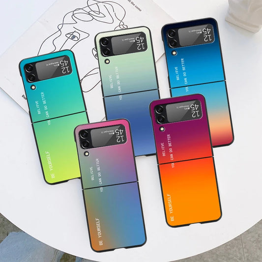 Cover Case for Samsung Galaxy Z Flip 5 Z Flip 4 ZFlip Z Flip 3 5G ZFlip3 Flip4 ZFlip4 Flip3 Black Gradient BE YOURSELF