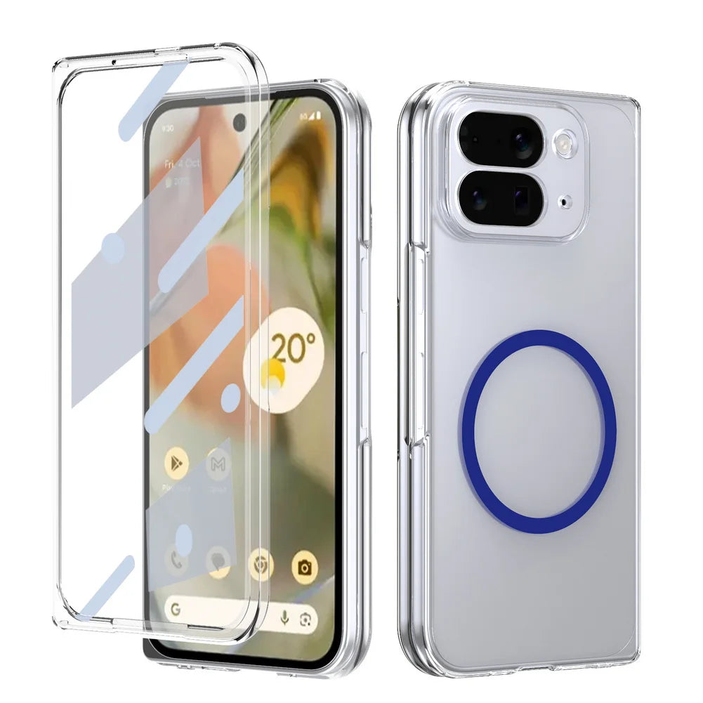Metal Camera Edge Buttons Magnet Adsorption Tempered Glass Protect Case For Google Pixe 10 Pro Fold pixel10 fold Back Cover