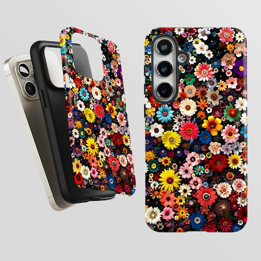 For Samsung S25 S24 S23 S22 S21 Plus Ultra S25 Edge S20 FE A56 A16 15 26 36 Colorful Floral 2 IN 1 Film shell Phone Case Cover
