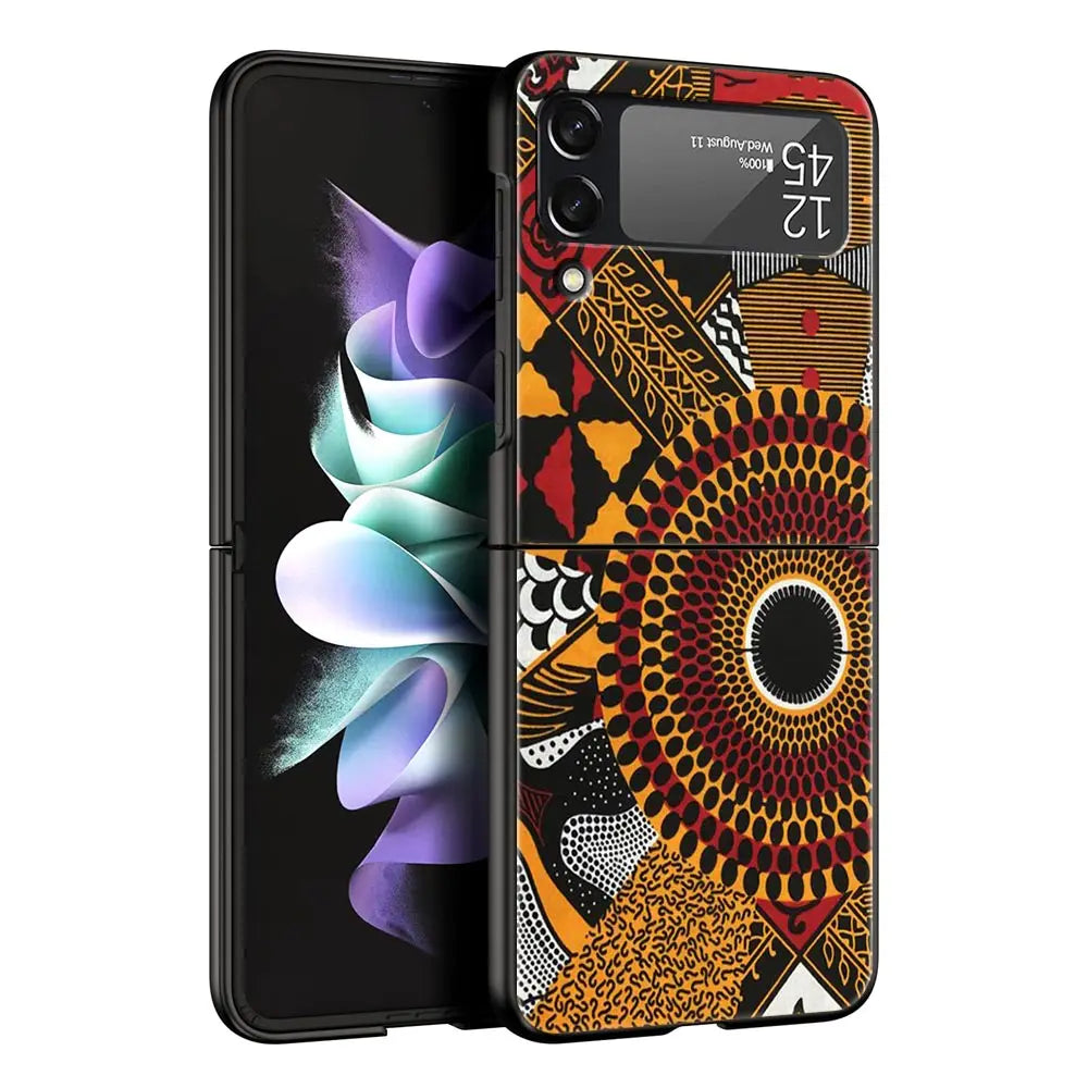 Africa Map Geography Painted Phone Case For Samsung Galaxy Z Flip 6 5 4 3 Shell For Samsung Z Flip3 Flip4 Flip5 Hard PC Cover
