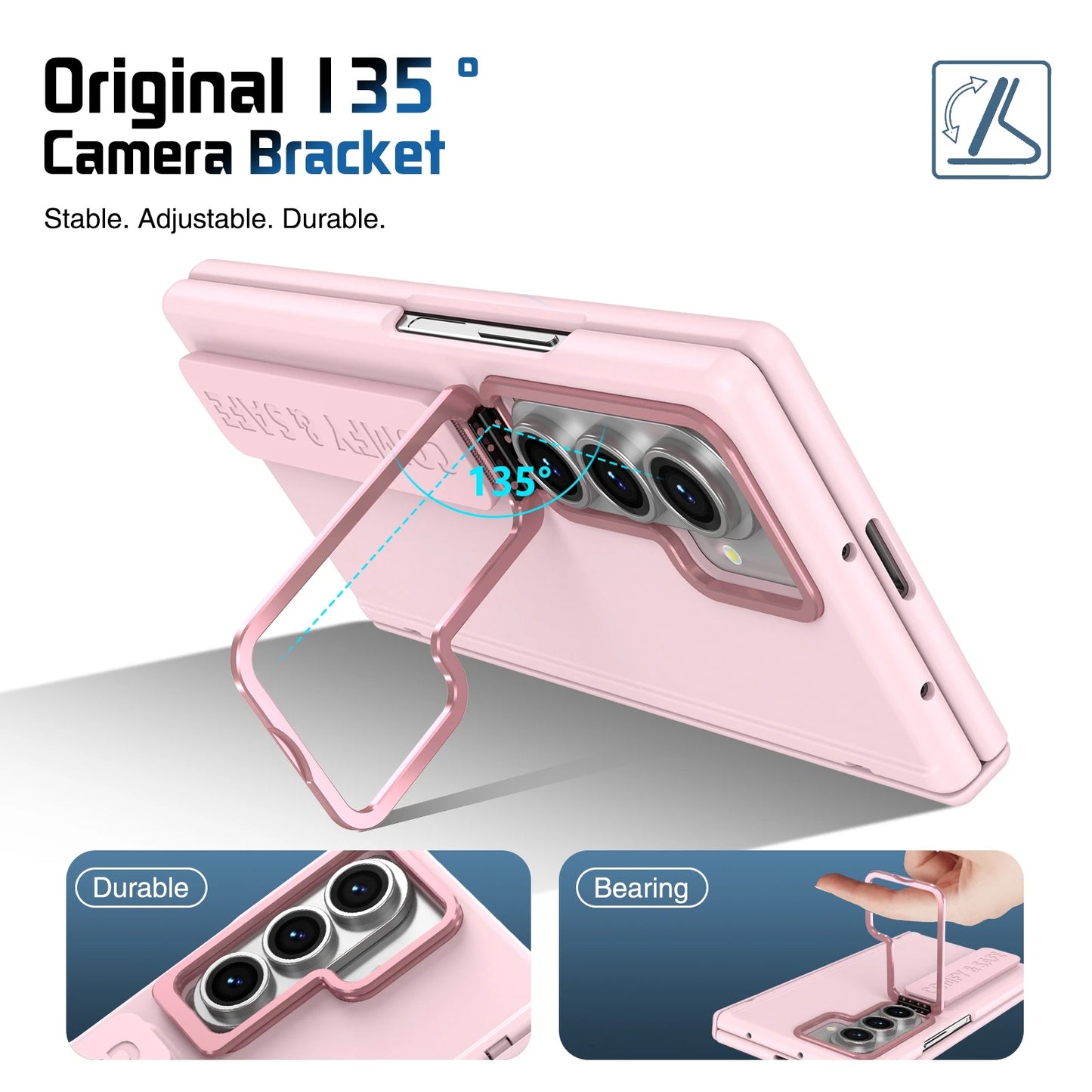 For Samsung Galaxy Z Fold 7 6 5 4 3 5G Bracket Phone Case With Hinge Screen Protect Film Silicone Grip Shockproof Protect Cover