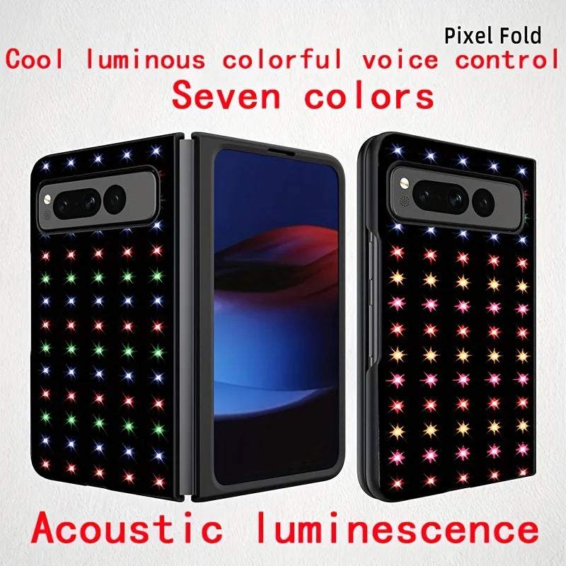 Voice Control Starry Colorful LED Phone Cases For Google Pixel 9 8 7 Pro XL 10 9a 8a 7a 6a Phone Cover Glass Luminous Bumper