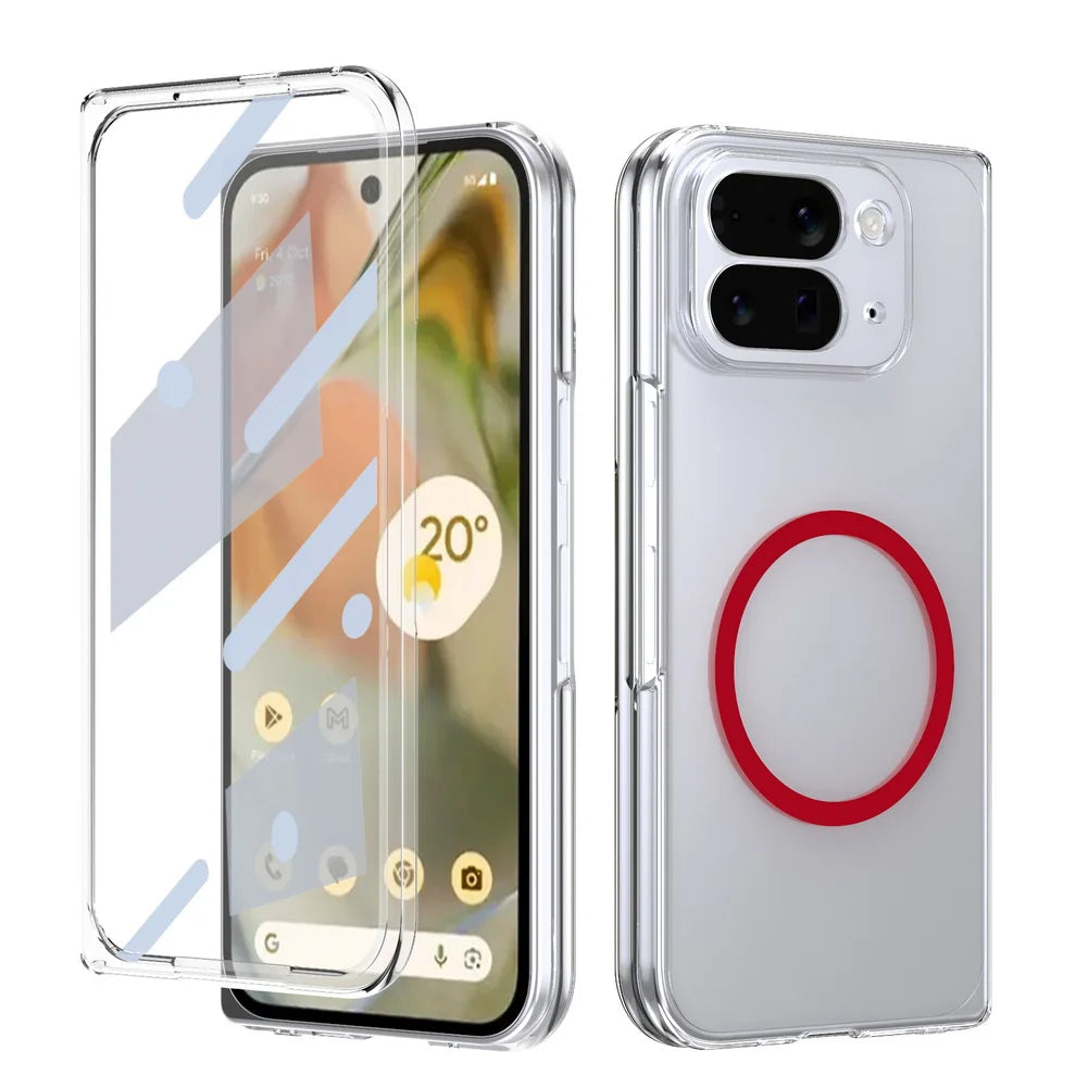 Metal Camera Edge Buttons Magnet Adsorption Tempered Glass Protect Case For Google Pixe 10 Pro Fold pixel10 fold Back Cover
