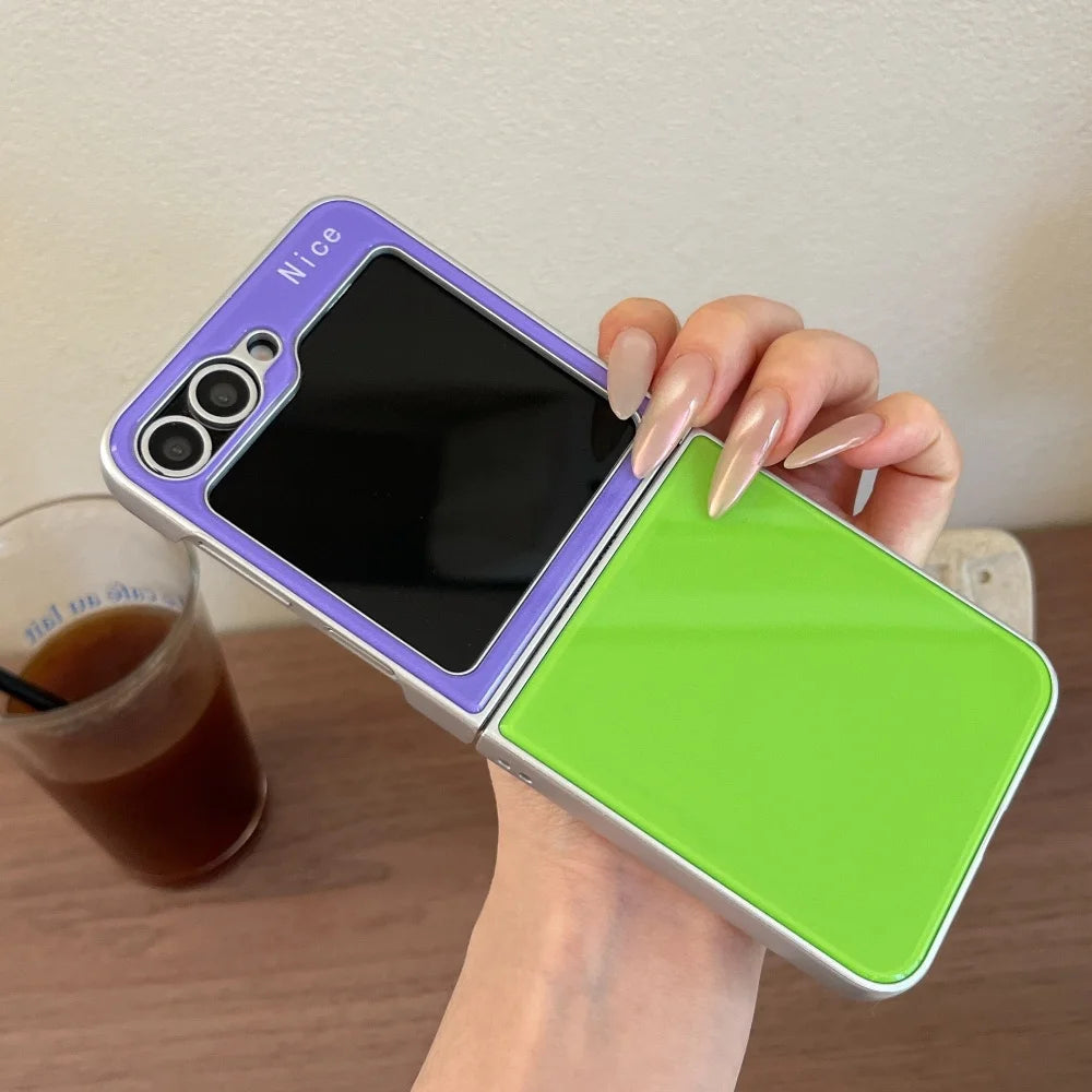 Cute INS Dopamine Colors Gradient Case for Samsung Galaxy Z Flip 8 6 5 Flip 7 3 4 Zflip8 Acrylic Hard Shockproof Cover