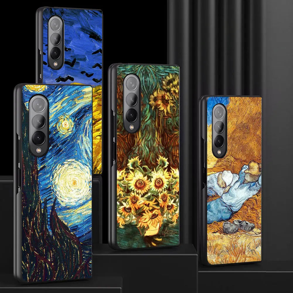 Van Gogh Cases for Samsung Galaxy ZFold4 Z Fold5 ZFold6 5G Z Fold4 Z Fold3 Protection Capa Shockproof Cover Black