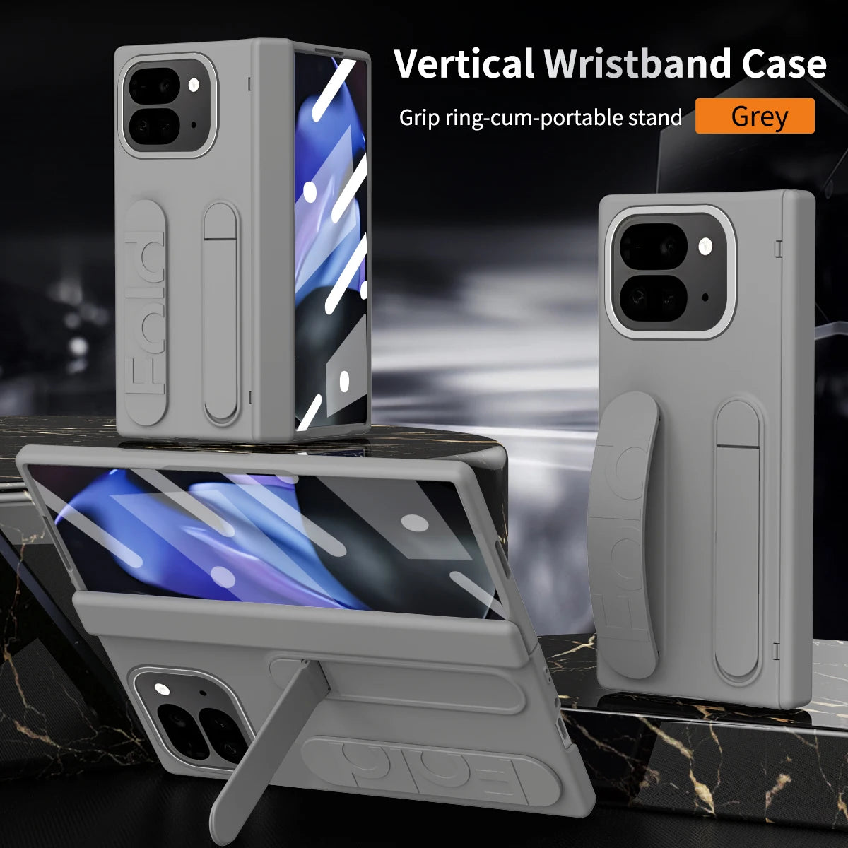For Google Pixel 9 Pro Fold Swivel 180° Folding Wristband * Stand * Hinge 3-in-1 Full Lens Protection Drop Resistant Phone Case