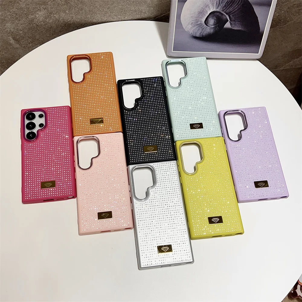 Luxury Girl Diamond Bling Glitter Phone Case for Samsung Galaxy S25 Ultra S24 S23 FE S22 S21 Plus A55 ZFLIP 6 High-grade Cover