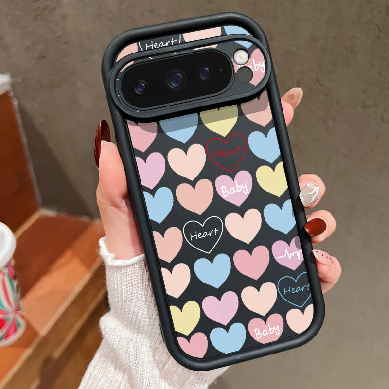Cute Love Heart Phone Case For Google Pixel 8A 8 Pro 9 Pro XL 7A Shockproof Soft TPU Silicone Protector Cover For Pixel 7 8 Pro