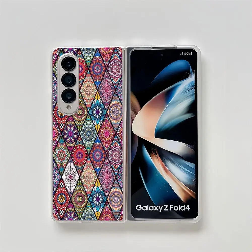 Persian Carpet Floral Pattern Phone Case For Samsung Galaxy Z Fold 7 6 Fold 5 ZFold 4 3 2 ZFold SE W26 W25 Folding Clear Cover