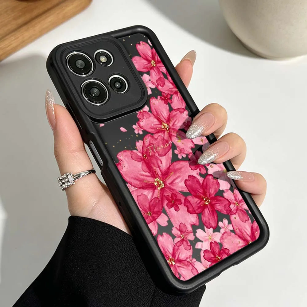 Beautiful Floral Pattern Cover For Motorola Moto G86 G85 G75 G56 G35 G24 G06 Edge 70 60 50 Fusion Eye Ladder Phone Case