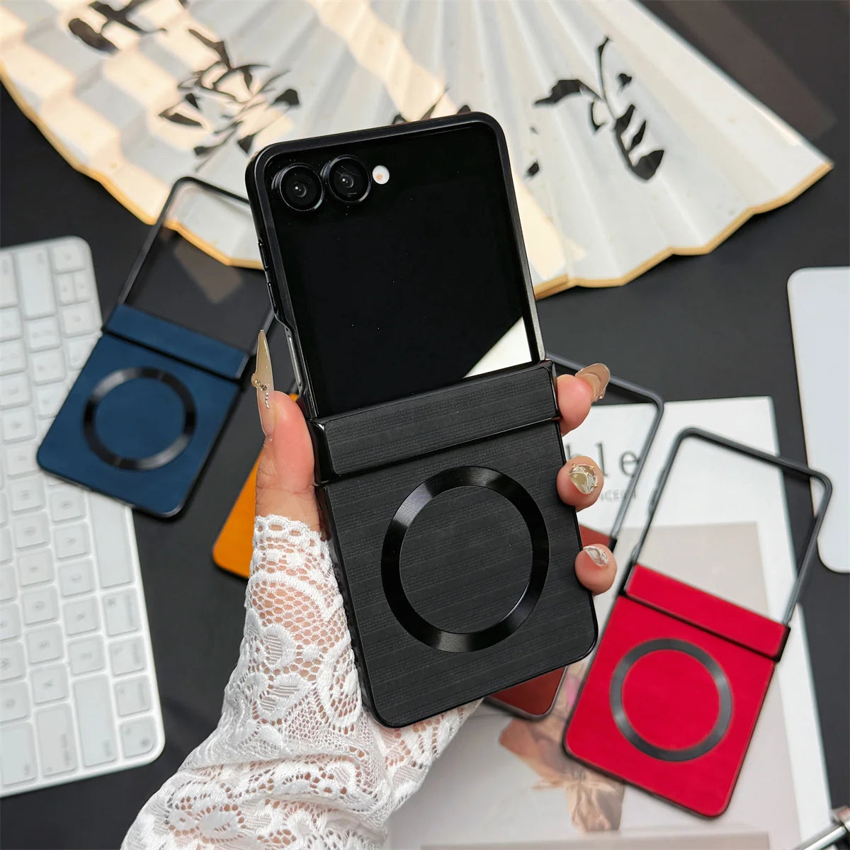 Luxury Leather Phone Case for Samsung Galaxy Z Flip 7 6 5 4 3 5G ZFlip7 FE Hinge Protection Shockproof Cover