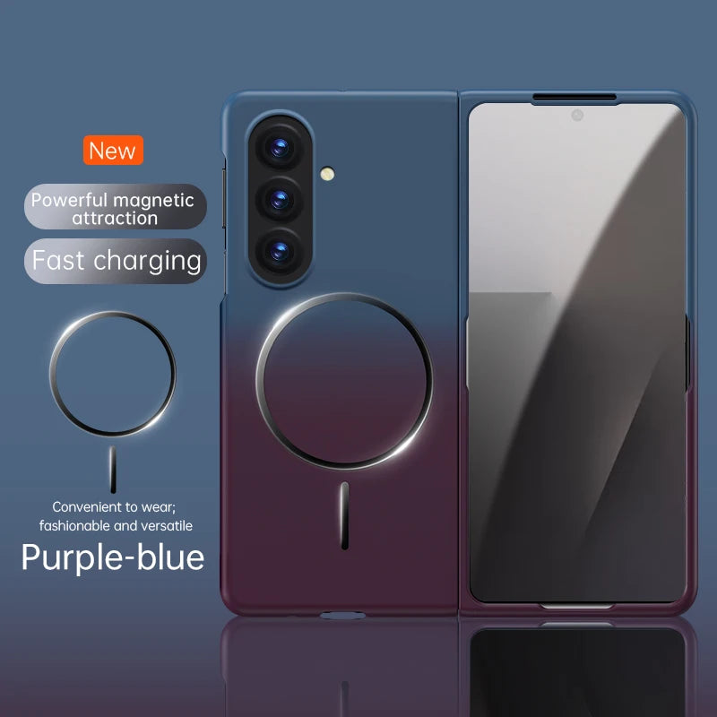 For Samsung Galaxy Z Fold 7 6 5 Gradient Magnetic Phone Case For Magsafe Wireless Charging Shockproof Folding Matte Back Cover