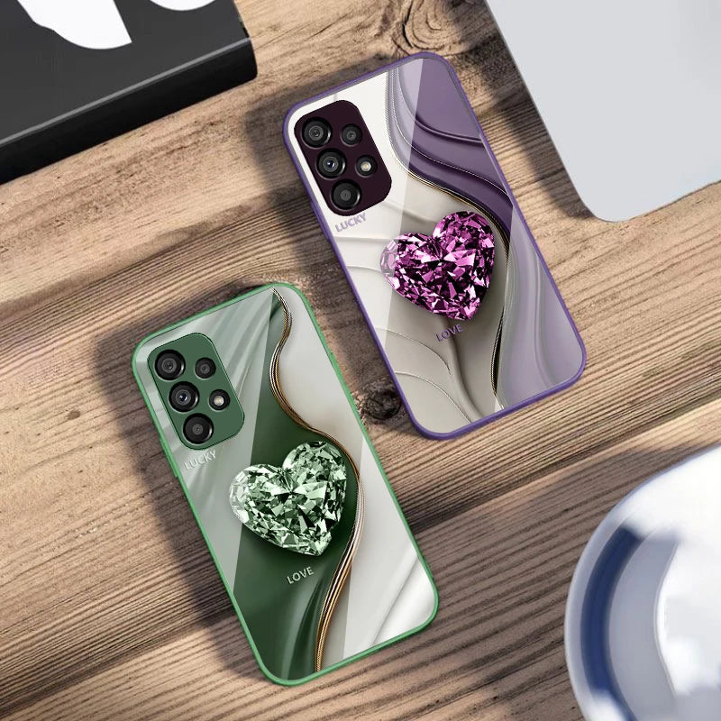 Big Pink Diamonds For Samsung Galaxy S10 4G S20 11E 30 S21 22 S24 Fe Pro S23 S25 Ultra 5G S9 Tempered Glass Phone Case