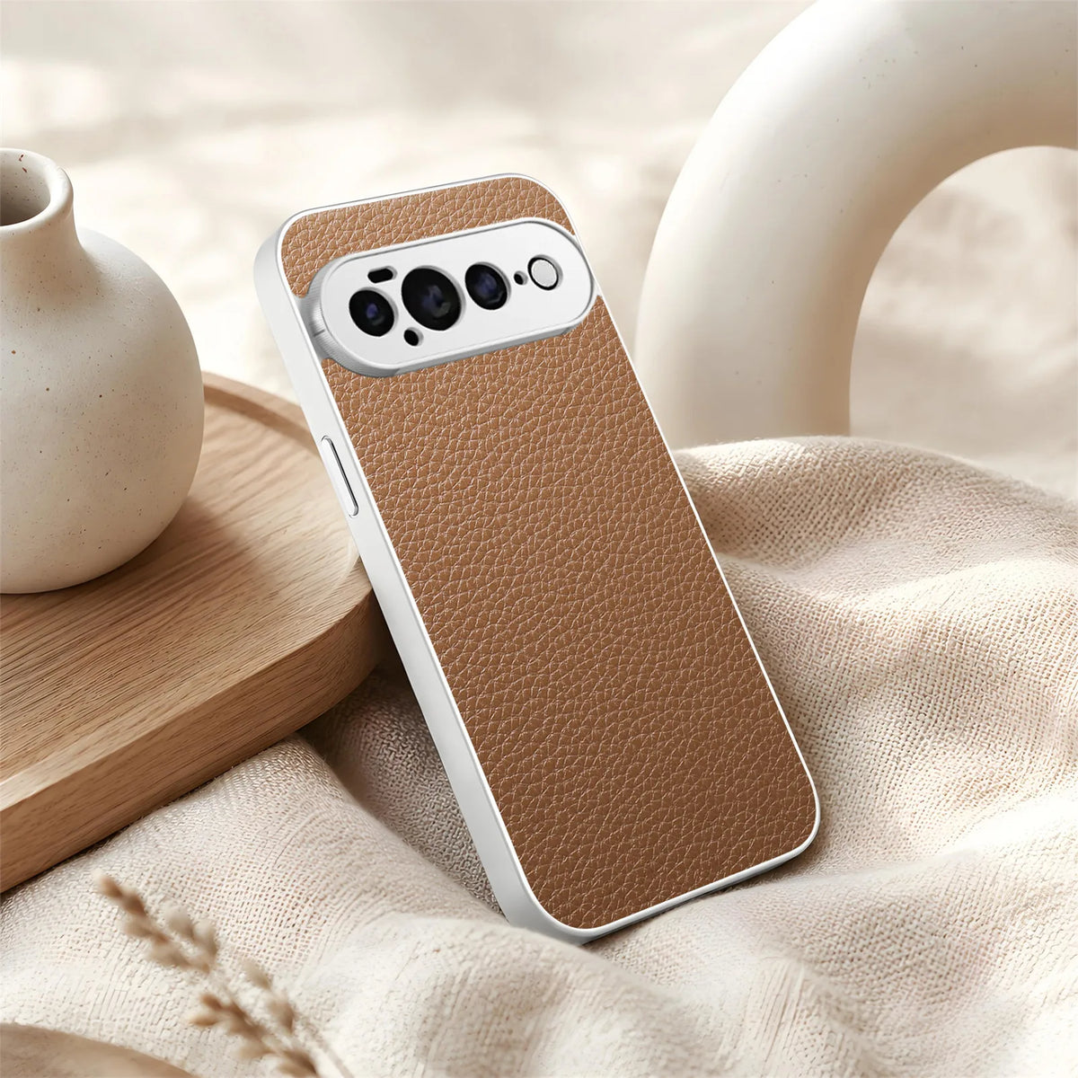 Business Luxury Lychee Texture PU Leather Caase for Google Pixel 11Pro XL 10 9 Pro 10A 9A 5G Plating Frame Shockproof Back Cover