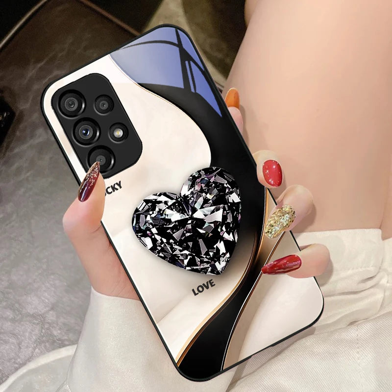 Big Pink Diamonds For Samsung Galaxy S10 4G S20 11E 30 S21 22 S24 Fe Pro S23 S25 Ultra 5G S9 Tempered Glass Phone Case